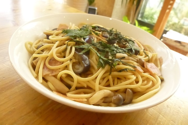 ナスとベーコンの和風パスタ
